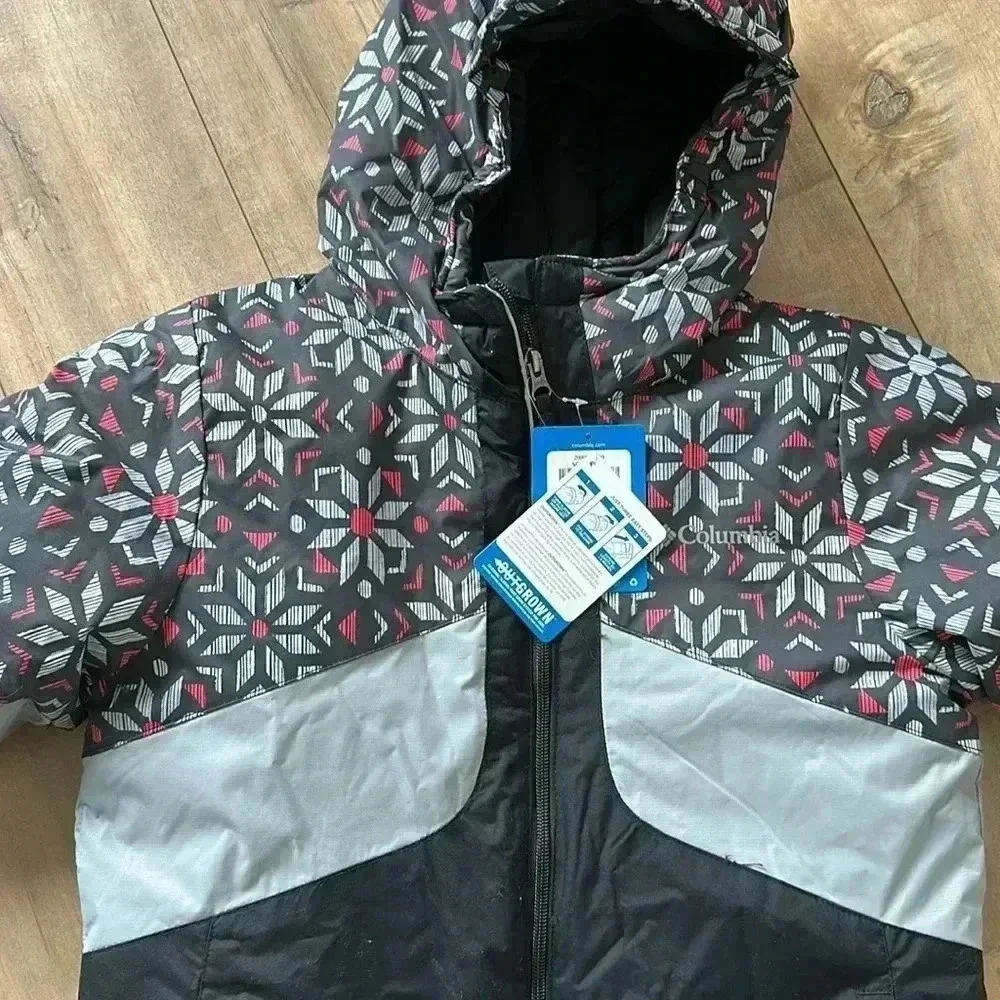 NWT Columbia Kids Youth Horizon Ride Jacket Black/Black Paperflakes Youth Sz L